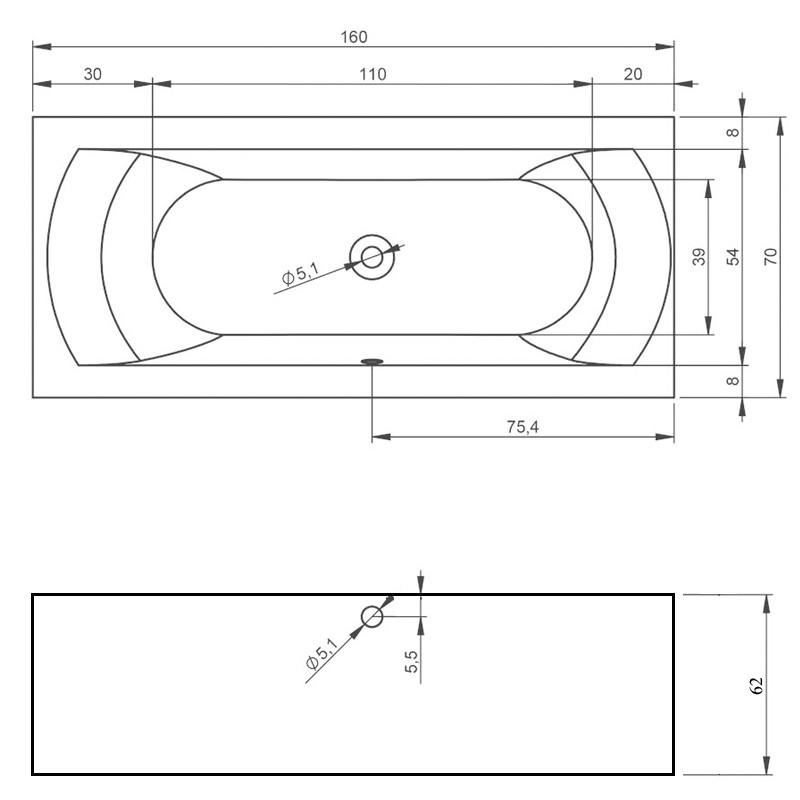 Riho Linares Plug & Play Badewanne, Eckausführung, rechts, 1600x700mm, 95 Ltr.