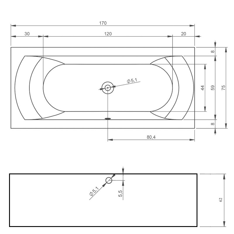 Riho Linares Plug & Play Badewanne, Eckausführung, rechts, 1700x750mm, 130 Ltr.