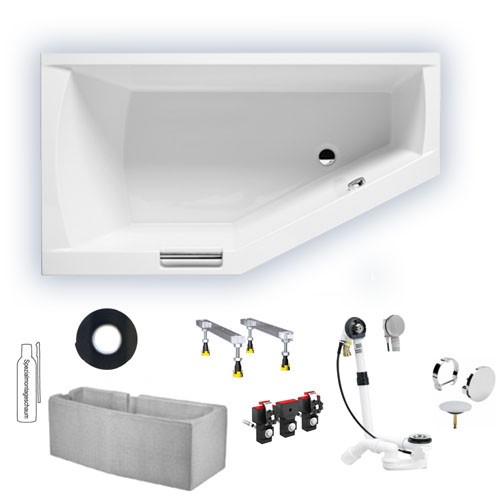 Riho Raumspar-Badewanne Geta 170x90 cm R / weiß + Handgriffe BA88F05