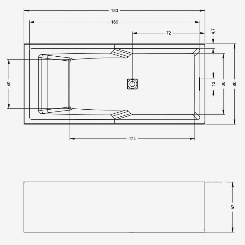 Riho Still Shower Plug & Play Badewanne, Eckausführung links, 1800x800mm, 260 Ltr.