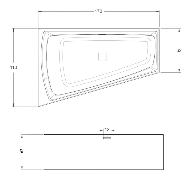 Riho Still Shower Plug & Play Badewanne, Eckausführung rechts, 1700x1100mm, 240 Ltr.