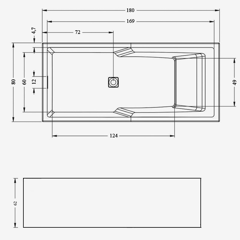 Riho Still Shower Plug & Play Badewanne, Eckausführung rechts, 1800x800mm, 260 Ltr.