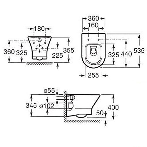 Roca Nexo wandhängendes Tiefspül-WC Roca Nexo wandhängendes Spülrandlos A34664L000