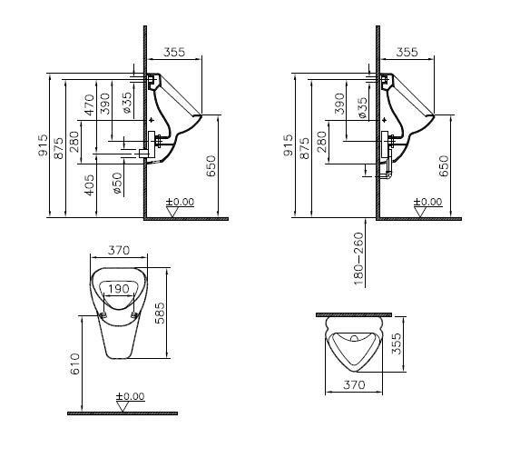 Rocky Absauge Urinal Set weiß inkl. Beschichtung