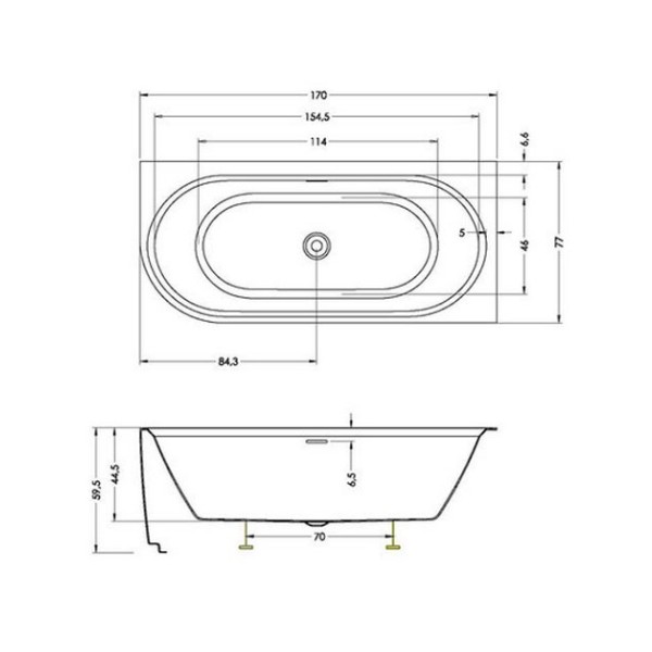 Admire Corner links, acryl bad, 170x77, hoogglans wit