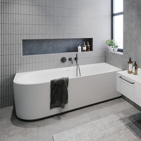 Admire CORNER LINKS 184x84 wit hoogglans - incl. sifon+pootset