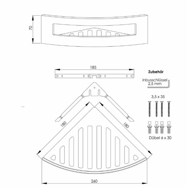 sam Duschablage duschway 4003034 Eckmodell chrom