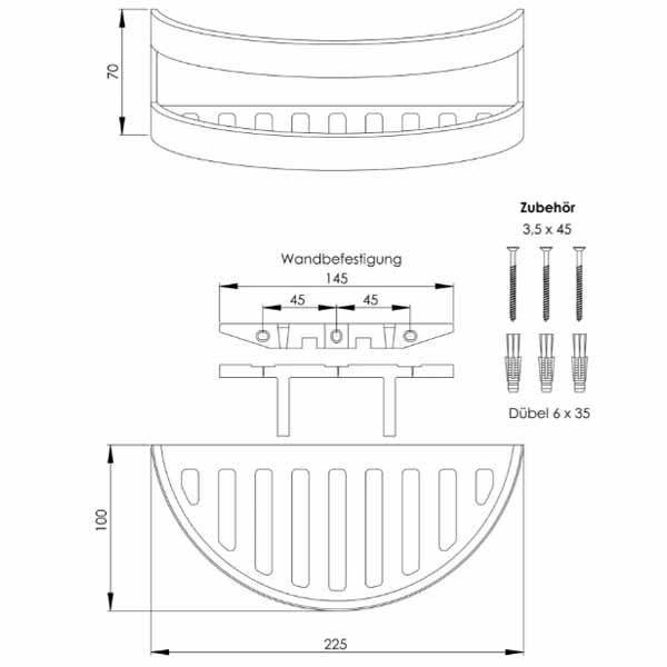 sam Duschablage duschway 4003035 Modell halbrund chrom