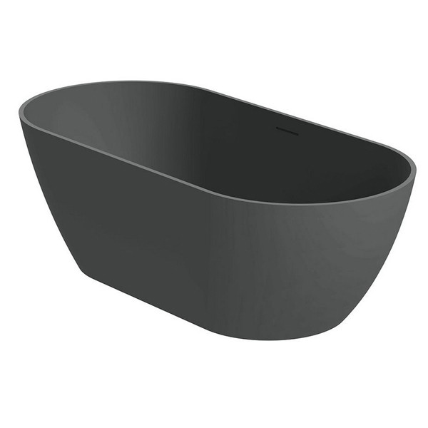Navarra solid bad incl sifon, 170x80, anthraciet mat