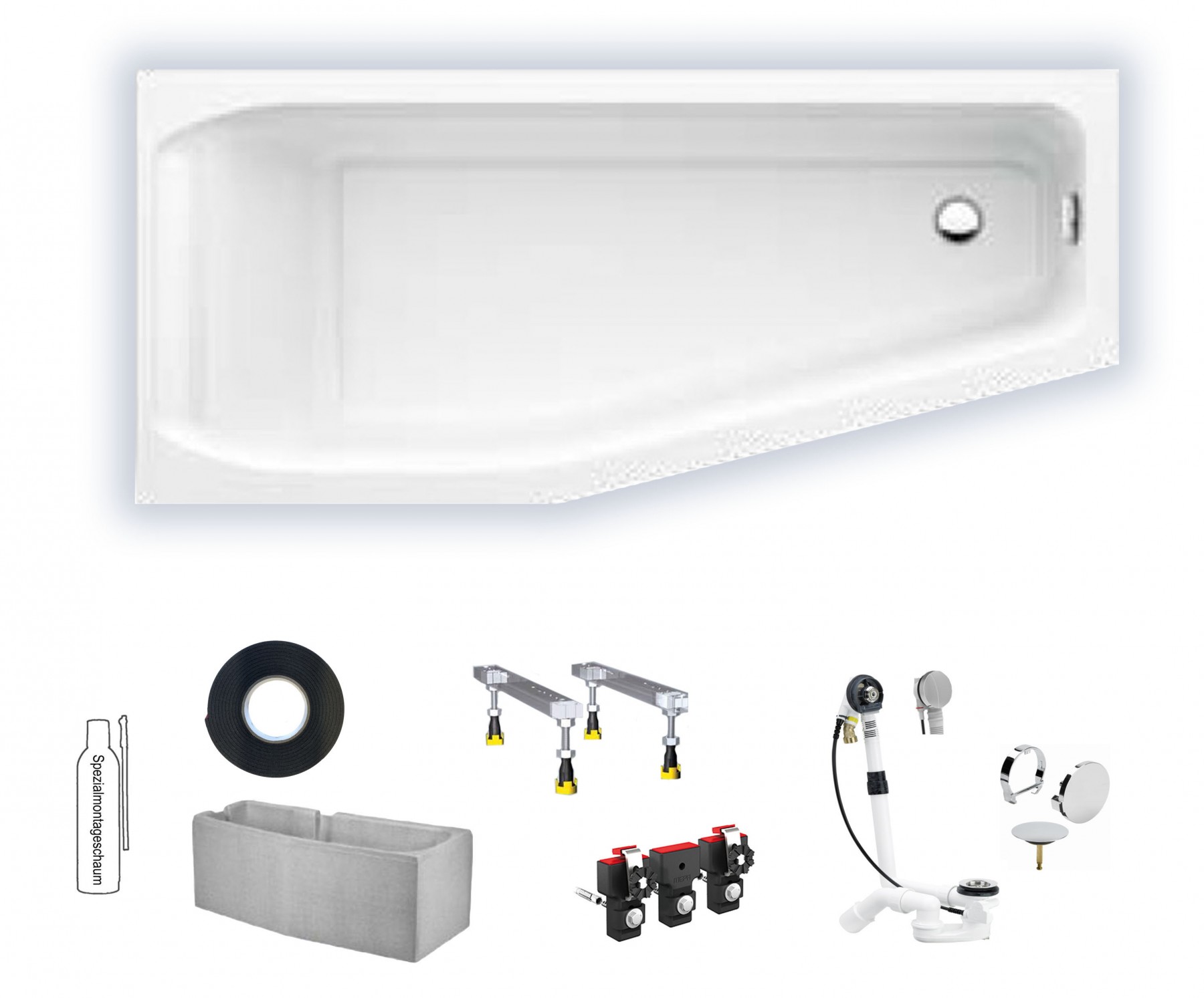 Rocky Plus/S100 160x70 links Acryl-Raumsparbadewanne