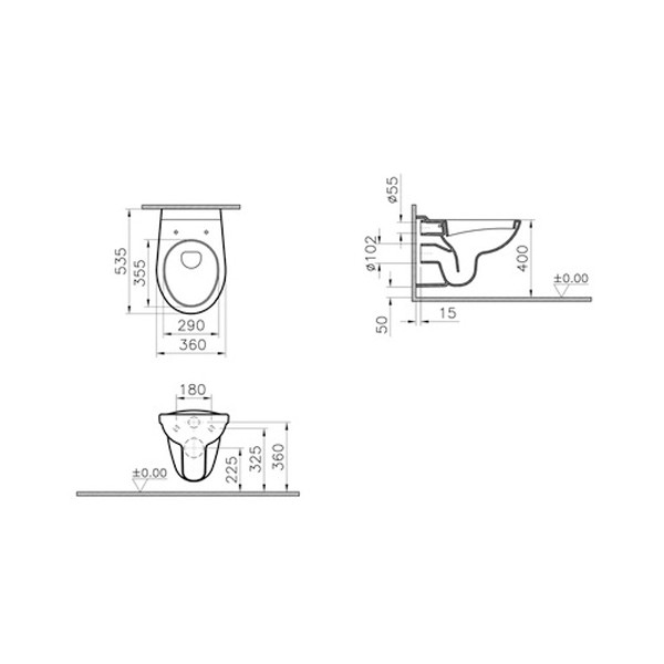 Rocky Plus wandhängendes Tiefspül-WC mit Beschichtung