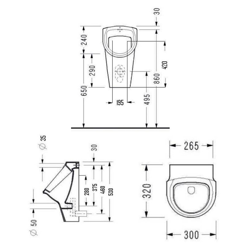 Rocky Urinal Set mit Deckel
