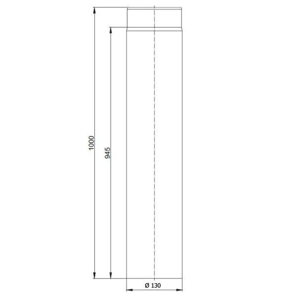 Rockytherm Rauchrohr 1000 mm, DM130, Farbe: Schwarz