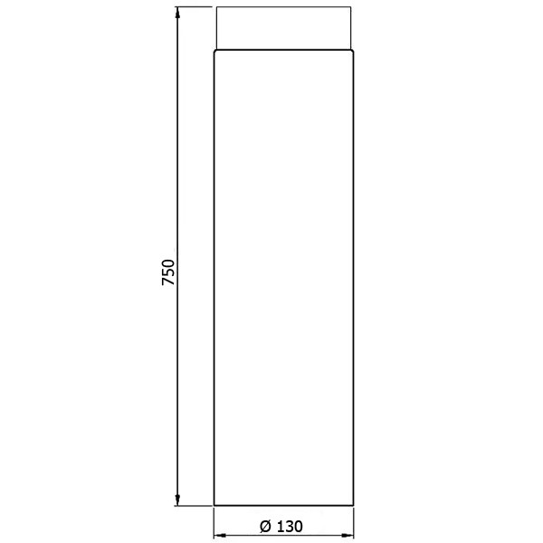 Rockytherm Rauchrohr 750 mm, DM130, Farbe: Schwarz