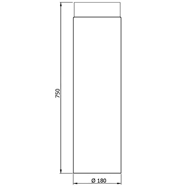Rockytherm Rauchrohr 750 mm, DM180, Farbe: Schwarz