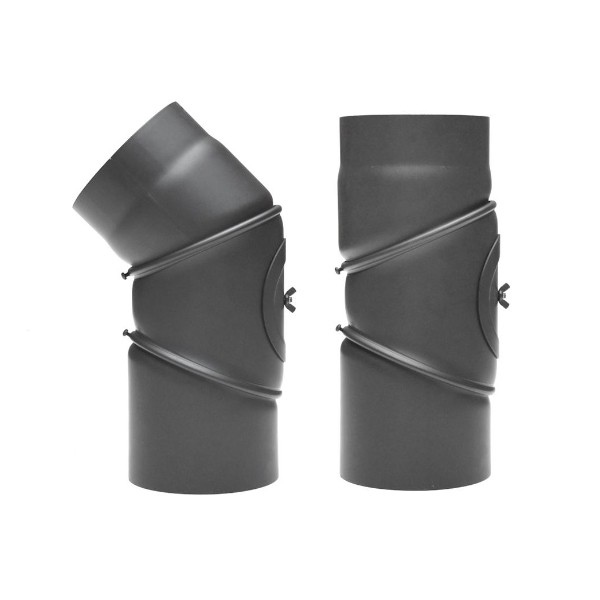 Rockytherm verstellbarer Rauchrohrbogen 0°- 90°, DM130, Farbe: Grau