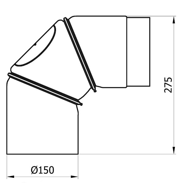 Rockytherm verstellbarer Rauchrohrbogen 0°- 90°, DM150, Farbe: Grau