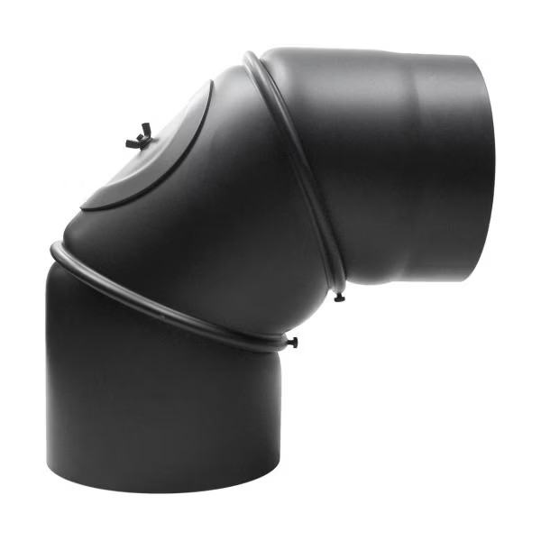 Rockytherm verstellbarer Rauchrohrbogen 0°- 90°, DM150, Farbe: Schwarz