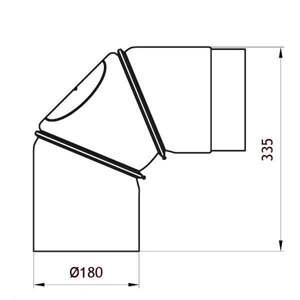 Rockytherm verstellbarer Rauchrohrbogen 0°- 90°, DM180, Farbe: Grau