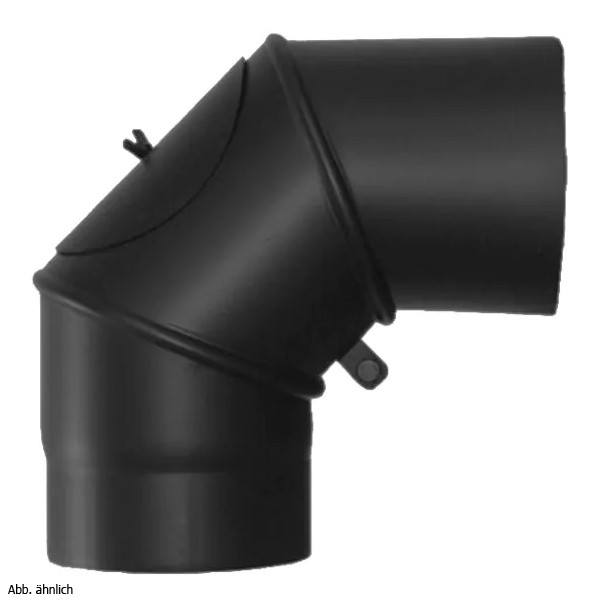 Rockytherm verstellbarer Rauchrohrbogen mit Reinigungsöffnung 0°- 90°, DM160, Farbe: Schwarz