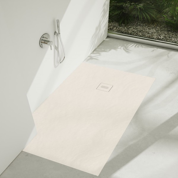 RockyTray rutschfeste Komposit Duschwanne Duschfläche, 700 x 900 x 35, Mittelablauf, weiß, zuschneidbar