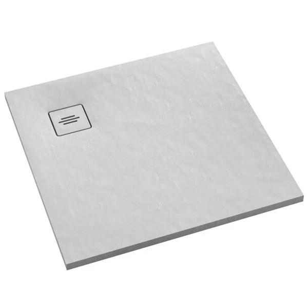 RockyTray rutschfeste Komposit Duschwanne Duschfläche, 800 x 800 x 35, Eckablauf, weiß, zuschneidbar