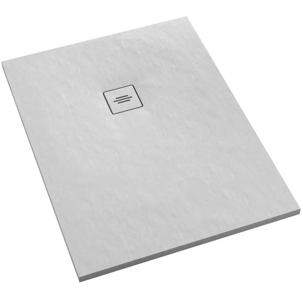RockyTray rutschfeste Komposit Duschwanne Duschfläche, 800 x 900 x 35, Mittelablauf, weiß, zuschneidbar