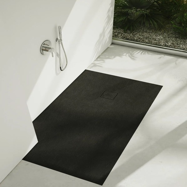 RockyTray rutschfeste Komposit Duschwanne Duschfläche, 900 x 900 x 35, Eckablauf, weiß, zuschneidbar