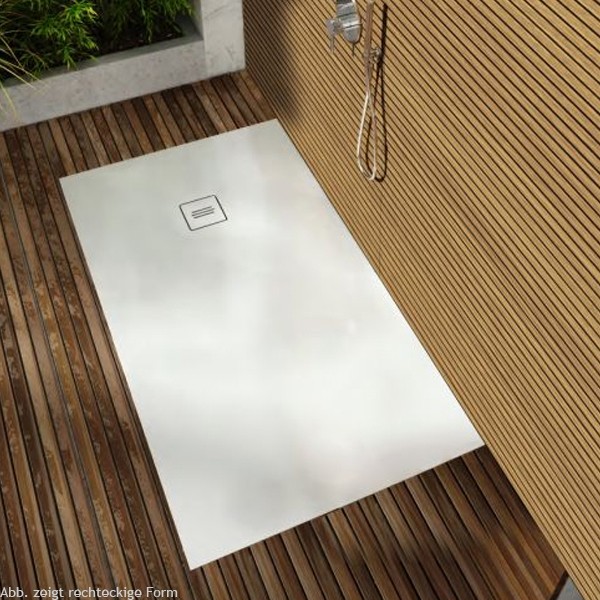 RockyTray rutschfeste Komposit Duschwanne Duschfläche, 900 x 900 x 35, Mittelablauf, weiß, zuschneidbar