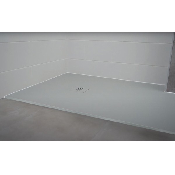 RockyTray rutschfeste Komposit Duschwanne Duschfläche, 900 x 900 x 35, Mittelablauf, weiß, zuschneidbar