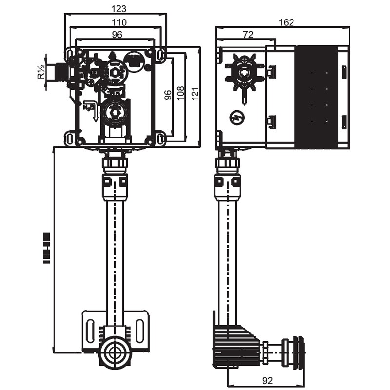 SANIT Urinal-Rohbauk. Kartuschenventiltechnik