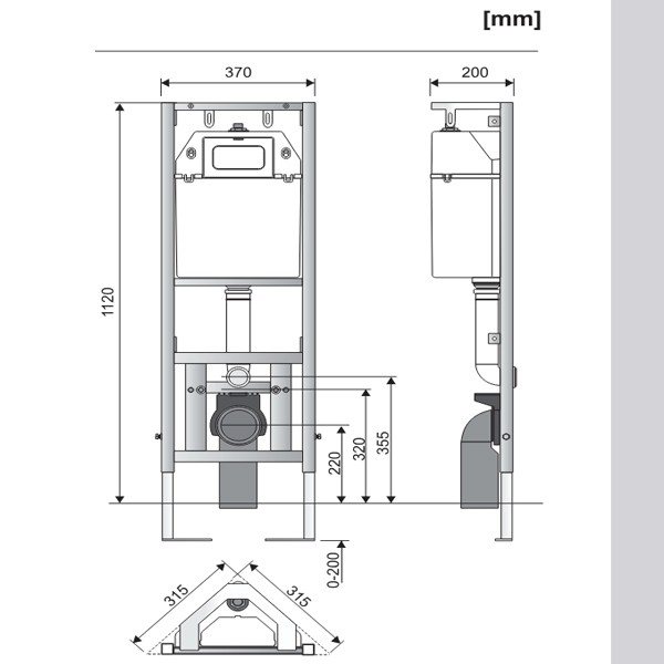 SANIT WC-Eckelement 995SC 1120/370  