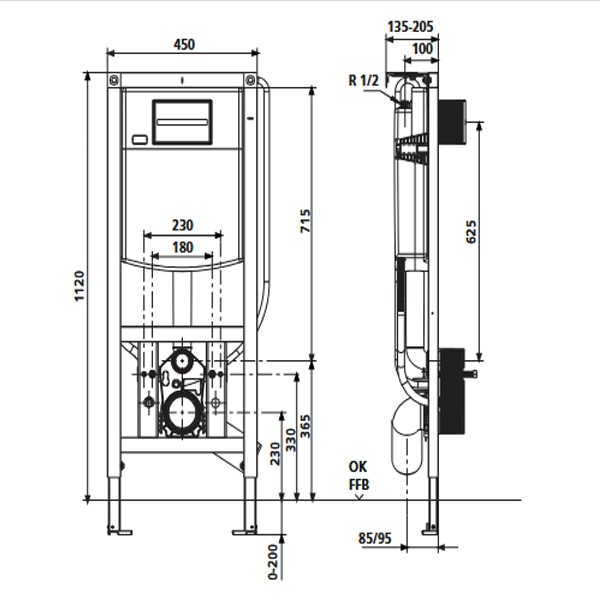 SANIT WC-Element INEO PLUS 450 ohne Wandhalter
