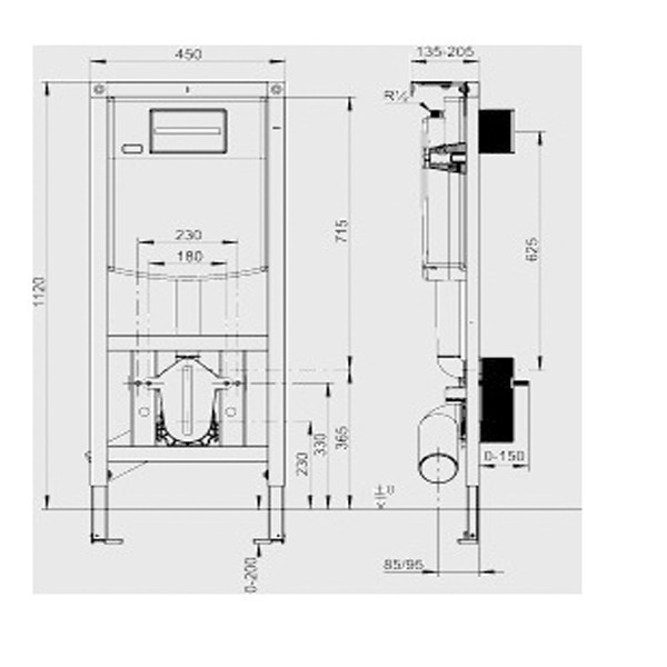 SANIT WC Element INEO PLUS 450 mit Wandhalter
