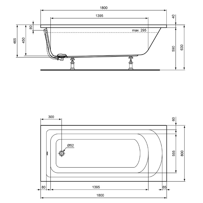 Wannenset Ideal Standard Hotline Neu Uno 180x80