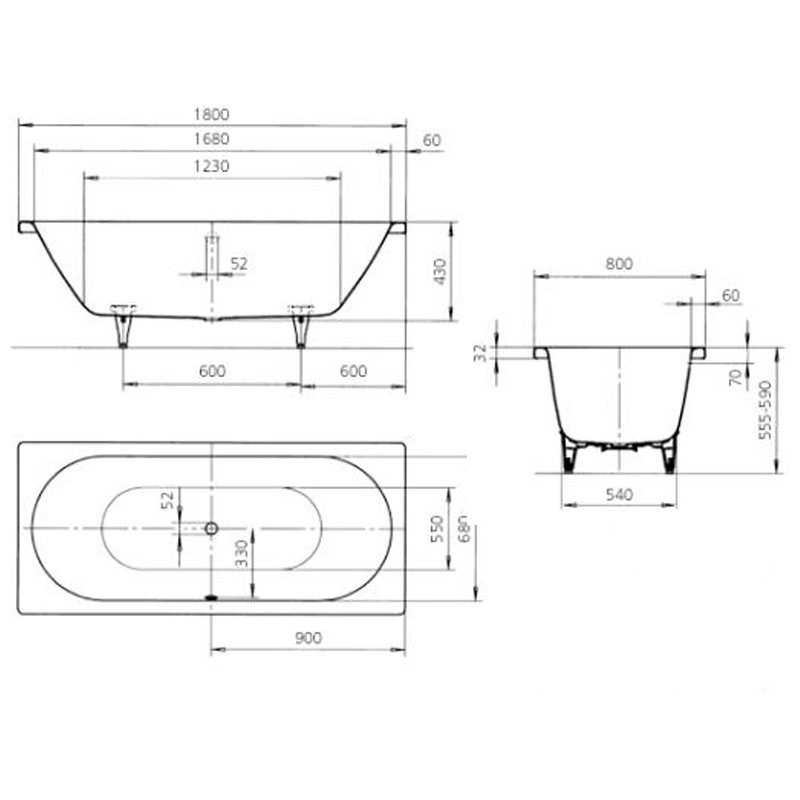 Wannenset Kaldewei Ambiente Classic Duo 1800x800