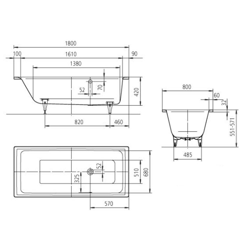 Wannenset Kaldewei Ambiente Puro 1800x800