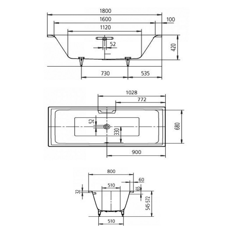 Wannenset Kaldewei Ambiente Puro Duo 1800x800