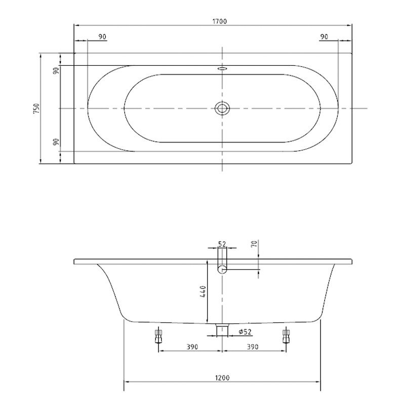 Wannenset Villeroy & Boch Loop & Friends Duo Rechteck 170x75