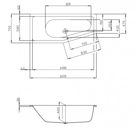 Wannenset Polypex Badewanne EGO L