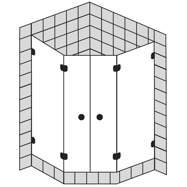 Sprinz BS-Dusche Rahmenlos, Fünfeck 1000x1000x2000 kristall hell / chrom/silber hochglanz