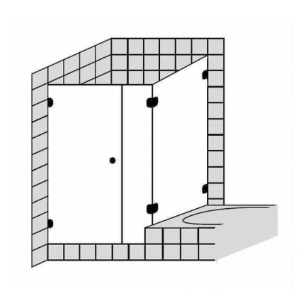 Sprinz BS-Dusche Rahmenlos, Tür m Seitenwand 900x900x2000 kristall hell / chrom/silber hochglanz,B:900x900H:2000 mm