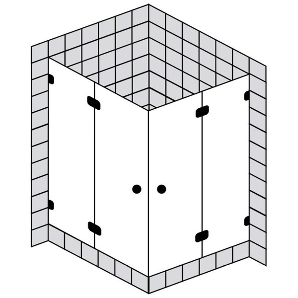 Sprinz BS-Dusche Rahmenlos, Eckeinstieg 1000x1000x2000 kristall hell / chrom/silber hochglanz,