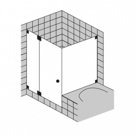 Sprinz Duschabtrennung Omega Eckeinstieg an Wanne, Pendeltür 900x900x2000 kristall hell / SpriClean/ chrom/