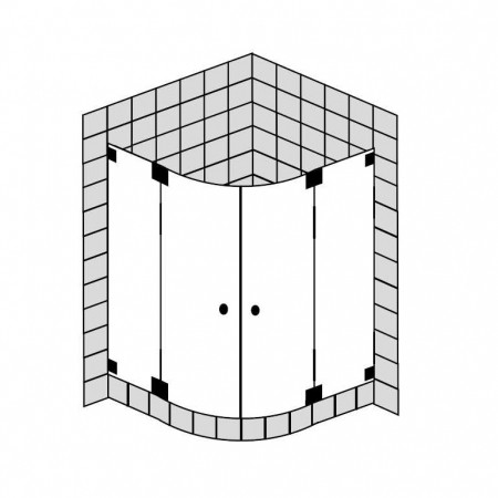 Sprinz Duschabtrennung Omega Viertelkreis Pendeltür 1000x 1000 x 1900 mm kristall hell / SpriClean/ chrom/Wannenradius 500/ O025.1