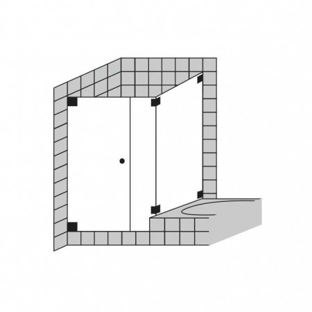 Sprinz DuschabtrennungOmega Fronteinstieg an Wanne, Pendeltür 900x900x2000 kristall hell / SpriClean/ chrom/O018.9