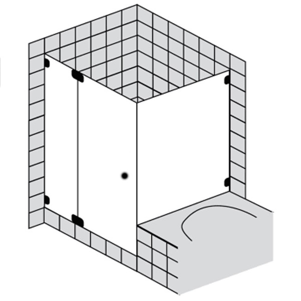 Sprinz Nexa Pendeltüren oder Tür nach außen öffnend, Ecke neben Wanne, 900x 900x 2000 mm 