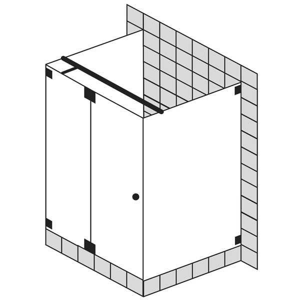 SPRINZ Omega Duschabtrennung 1200 x 1200 x 2000, Fronteinstieg, Pendeltür oder Drehtür mit Festteil, zwei Seitenwänden, verschiedene Profilfarben, O11.3