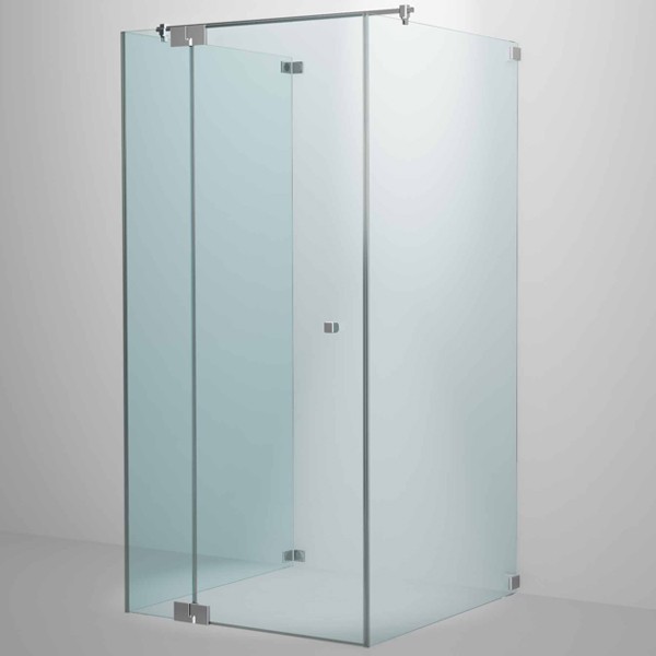 SPRINZ Omega Duschabtrennung 900 x 900 x 2000, Fronteinstieg, Pendeltür oder Drehtür mit Festteil, zwei Seitenwänden, verschiedene Profilfarben, O11.1