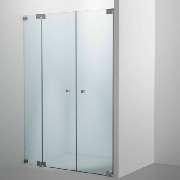 SPRINZ Omega Duschabtrennung für Nische, zwei Pendeltüren mit Festteil, 1200 x 2000, verschiedene Profilfarben, O24.1